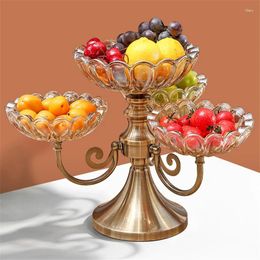 Plates Fruit Tray Basin Living Room Household Snack Creative Modern Dry Box European Crystal Glass Multi Layer