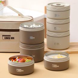 Dinnerware Kitchen Stainless Steel Insulated Lunch Box Double Layer With Lid Round Grade Christmas Gift