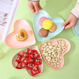 Plates 2/5PCS Creative Wheat Straw Spit Bone Dish Love Heart Small Snack Storage Plate Dining Table Garbage Tray Kitchen Set
