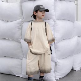 Clothing Sets Boys' Short-sleeved Suit 2024 Summer Korean Style Foreign Children's Boy Leisure Two-piece