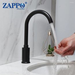 Bathroom Sink Faucets ZAPPO Basin Faucet Matte Black Automatic Hands Touchless Sensor Brass Water Taps