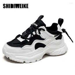 Casual Shoes SDWK 5.5cm Dad Chunky Sneakers Vulcanised Woman High Platform Spring Femme Lace Up White Women