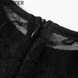 FAGADOER Black Hollow Out Sexy Party Lace Jumpsuits for Women Elegant Long Sleeve Rompers Womens Jumpsuit 2024 Spring Overalls