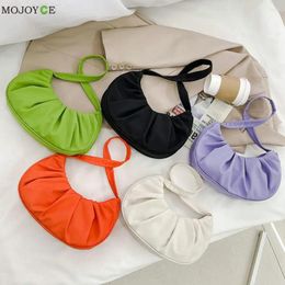 Bag Female Fashion Pleated Handbag Nylon Underarm Pouch Solid Color Messenger Shoulder Ladies Baguette Daily Supplies