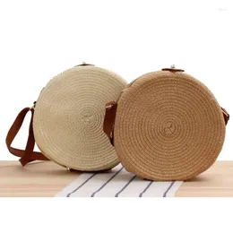 Shoulder Bags J60D Women Fashion Round Bag Ladies Straw Weave Summer Crossbody Tote