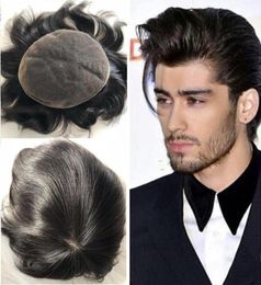 Natural Black Colour 1b Lace Wig for Black Men Toupee Mens Lace Stockings Hair Replacement Virgin Brazilian Human Hair Pieces 3386670