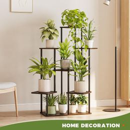 Tall Plant Stand Indoor, 7 Tier Large Metal Plant Shelf for Multiple Plants, Tiered Black Flower Stand for Patio Garden