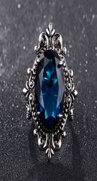 Big Peacock Blue Sapphire Rings for Women Men Vintage Real Silver 925 Jewellery Ring Anniversary Party Gifts1065344