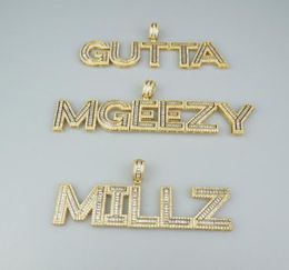 AZ Custom Name Gold Plated Bling Iced Out Bling CZ Letter Necklace for Men Women Hip Hop Jewelry Necklace6263494