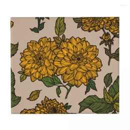 Table Mats Dish Drying Mat For Kitchen Vintage Dahlias Flowers Floral Illustration Drainer Absorbent Pad Tea Towel Placemat