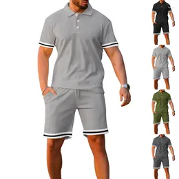 Men's Tracksuits Summer Europe And The United States Lapel Button Short-sleeved Shorts Two-piece Sports Casual Suit