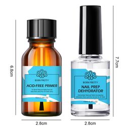 2Pcs/Set 2 x 15ml Nail Prep Dehydrator Professional Long Lasting Natural Nail Dehydrator Acid-free Bond Primer Glue Kit