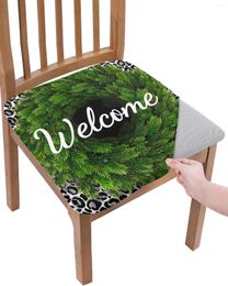 Chair Covers Leopard Wreath Home Welcome Elasticity Cover Office Computer Seat Protector Case Kitchen Dining Room Slipcovers