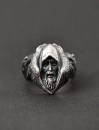Norse Mythology Odin Raven Silver Rings Mens Viking Wolf 316L Stainless Steel Ring Scandinavian Amulet Jewelry3896295