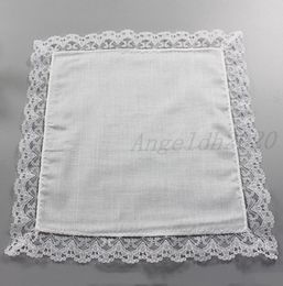25cm White Lace Thin Handkerchief 100 Cotton Towel Woman Wedding Gift Party Decoration Cloth Napkin DIY Plain Blank Handkerchief8793362