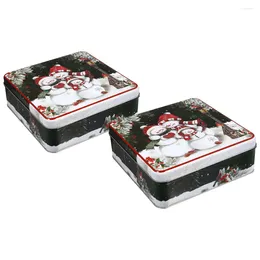 Storage Bottles 2 Pcs Christmas Cookie Tin Tinplate Candy Holder With Lid Gift Box Supplies