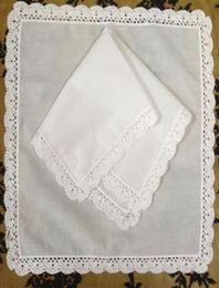 Set of 12 Home Textiles Wedding Handkerchief 3030CM Cotton Ladies Hankies Adults Women Hanky Party Gifts Embroidered Crochet Lace26288513