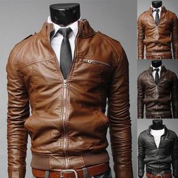 2024 New Men's Motorcycle Leather Jacket Slim Men Faux Leather Jacket Outer Wear Clothing for Male Garment Man Jackets