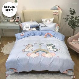 Bedding Sets Luxury Kids Set King Size Horse Embroidery 100S Satin Egyptian Cotton Duvet Cover Bed Sheets And Pillowcases Sabanas