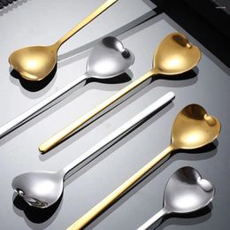 Coffee Scoops 1Pc Heart-Shape Scoop Stainless Steel Ice Cream Spoons Eco-friendly Stir Spoon Drinking Tableware Kitchen Dining Supplies
