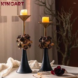 Candle Holders Tall Holder Antique Candlestick Stand Wedding Centrepiece Retro Flower Vase Iron Birthday Party K272