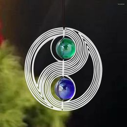 Decorative Figurines Yin Yang Kinetic Wind Spinner For Yard Garden FengShui Taiji 3D Whirligig Chimes Gazing Ball Hanging Decor With Swivel