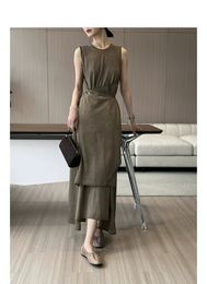 Elegant High-End Design High-Density Cotton Lightweight Breathable Dirty Dyed Irregular Dress 240412