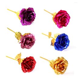Decorative Flowers 24K Home Decor Dried Artificial Rose Red Rosebud Wedding Decoration Accessories Year Valentines Day Gift
