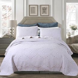 Bedding Sets Embroidery Quilt Set 3pcs Wash Cotton El White Quilts Quilted Bedspread Bed Cover Sheets Pillowcase King Size Coverlet