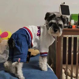 Dog Apparel Clothing Autumn Winter Style Schnauzer Teddy Frise Plush Four Legged Jacket Anti Cold Pet Denim Sweater Hoodies