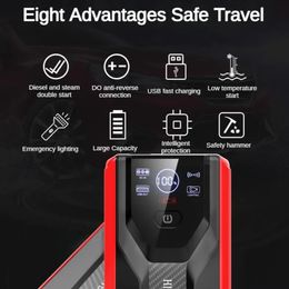 Portable 68000mAh Car Jump Starter Auto Booster 12V Automotive Battery Charger System Portable Power Bank Air Compressor Tyres