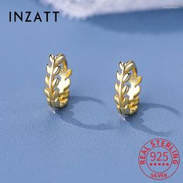 Hoop Earrings INZAReal 925 Sterling Silver Leaves Plant For Women Classic Fine Jewelry Minimalist Accessories