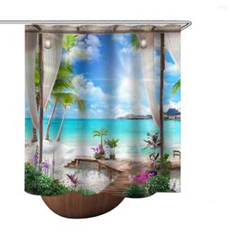 Shower Curtains Landscape Print Polyester Waterproof Bathroom For Home Decoration