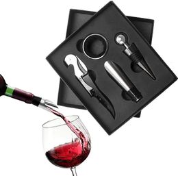 Wine Aerator Pourer Set 4Pieces Pressure Bottle Opener Pour SpoutStoppers Stopper 240407