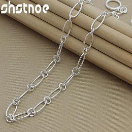 Chains SHSTONE 925 Sterling Silver OT Buckle Oval Necklace 18 Inch Chain For Women Party Engagement Wedding Fashion Charm Jewelry Gifts