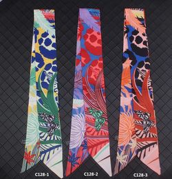3pcs New tropical rain forest tied bag handle small ribbon Variety simulation silk scarf hair band scarf female whole1181398
