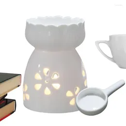 Candle Holders Ceramic Oil Warmer White Hollow Essential Burner Melt Wax Cube Melter Fragrance Gift For Wedding Spa