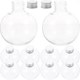 Vases 10 Pcs Milk Bottles Lids Sealing Cold Plastic Bulb Handcraft The Pet Portable Juice Anti-leak Clear Multipurpose Drink