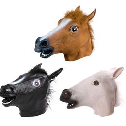 Horse Mask Halloween Cosplay Horse Head Mask Latex Creepy Animal Costume Theatre Prank Crazy Party Hats Halloween Decor