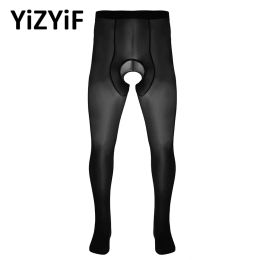 Underwear Mens Ice Silk Sexy Pantyhose Closed Toes Crotchless Stretchy Stockings Tights Hosiery Legging Pant Underwear for Valentine Night