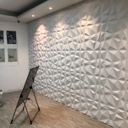 12pcs 30x30cm Super 3D Art Wall Panel PVC Waterproof 3D Wall Sticker Decor Tiles Diamond Design DIY Home Decor 11.81'' X 11.81''