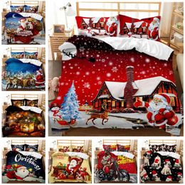 Bedding Sets Red Christmas Quilt Cover Three Piece Set Can Be Customised 3D Digital Matte Printing Gifts