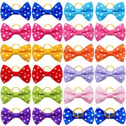 Dog Apparel 100/200ps Polka Dots Solid Flower Bowknot For Samll Cat Hair Bows Pet Grooming Accessories Dogs Pets