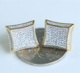 2020 fashion Mens women HIP HOP square Stud Earrings gold filled Cubic Zircon CZ Earrings wedding party jewelry TOP quality270M1898766