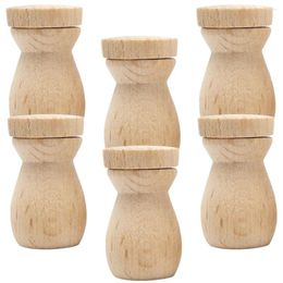 Storage Bottles 6 Pcs Wood Perfume Bottle Pendant Accessories Wooden Diffuser Car Oil Essential