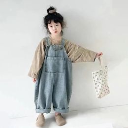 1-10Years Toddler Baby Denim Overalls for Girls and Boys Loose Casual Jeans Infant Children Blue Denim Jumpsuit&Rompers
