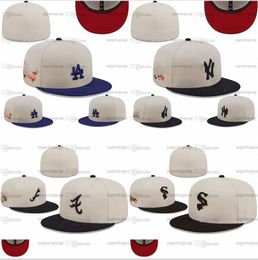 2024 New Arrival Men's Baseball Full Closed Caps Summer Royal Blue Letter Bone beige white Color Chicago Casual Sport Fitted hats Love Hustle Flowers F13-04