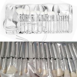 Kylie Jenner Makeup 16pcsSet Silver Colour Metal Tube Soft Hair Brushes Cosmetics Beauty Tools Toiletry Kit with Bag5354158