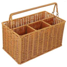 Kitchen Storage Kichen Acessories Imitation Rattan Basket Organizer Rustic Touch Cutlery Holder Cooking Utensil Pp Flatware Box