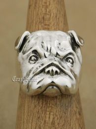 LINSION 925 Sterling Silver Cute Shar Pei Charms Dog Ring TA33 US Size 7 to 151395473